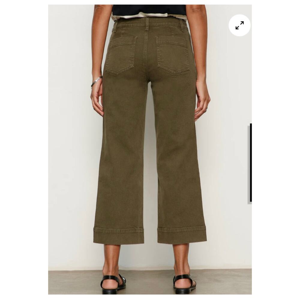 NWOT Sanctuary Denim The Marine Wide Leg Crop Jeans 29 Army Green Patch Pocket - Picture 3 of 16